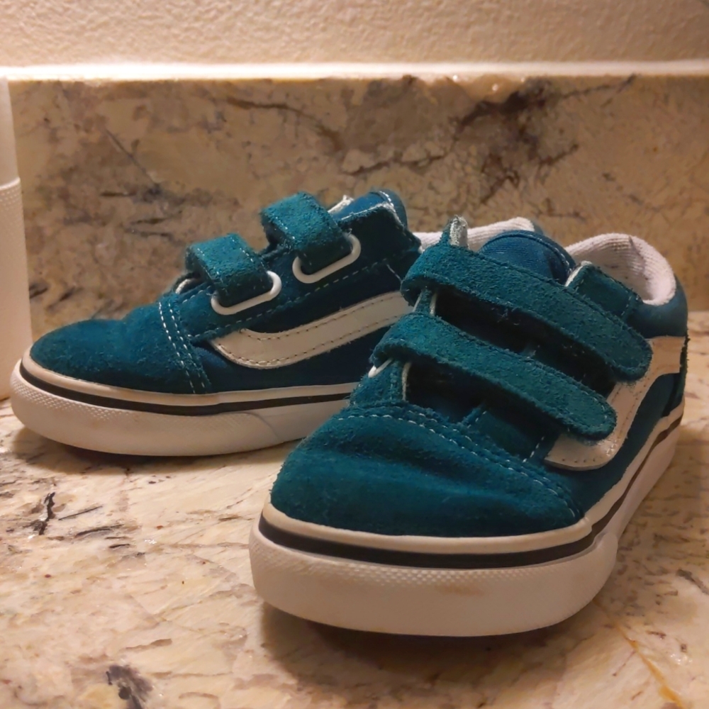 Toddler green Vans old skool velcro